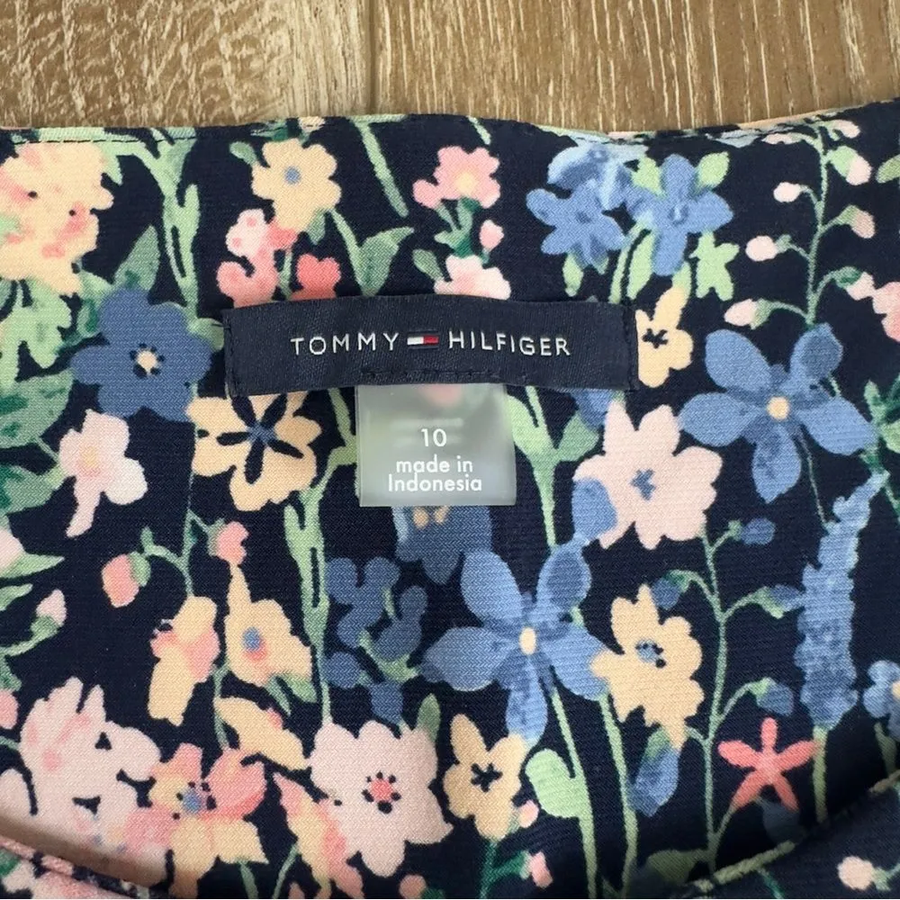 Tommy Hilfiger Size 10 Floral Printed Flutter Sleeve Tiered Ruffle Trim Dress - Image 8