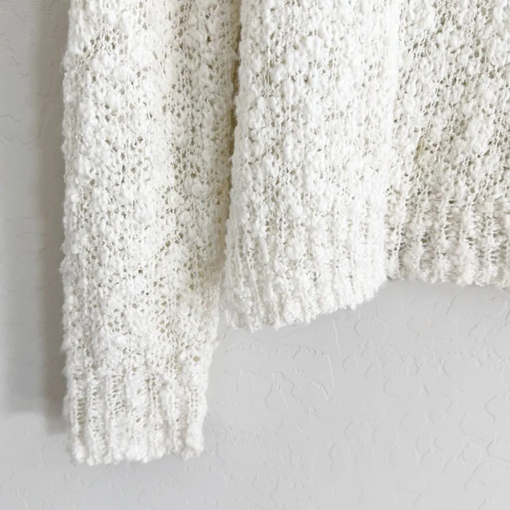 Leith Off White Popcorn Knit Long Sleeve Sweater Size L - Image 6