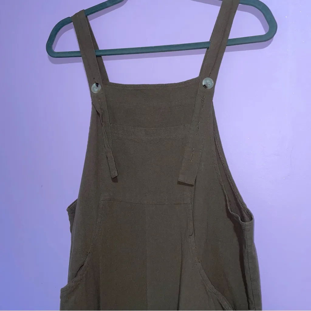 Brown Wide Leg Cotton Overalls Jumpsuit Women M Boho Minimalist Lagom Casual Size M - Image 2