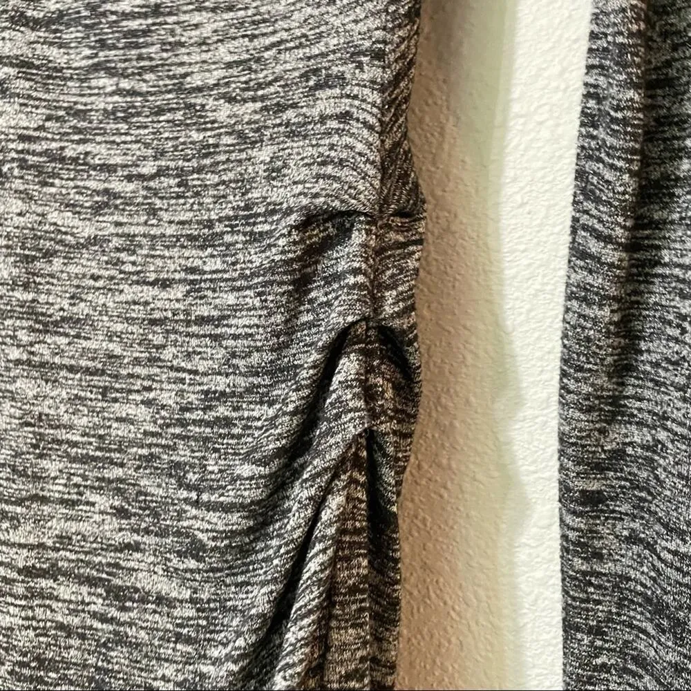 Wilfred Free Aritzia Black Heathered Long Sleeve Faux Wrap Bodycon Dress Women M - Image 5