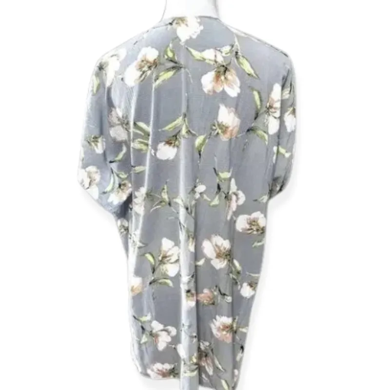 Justin & Taylor Cardigan 3 Ways Wrap Floral Print Short Sleeve Multicolor OS NWT Blue Size L - Image 4