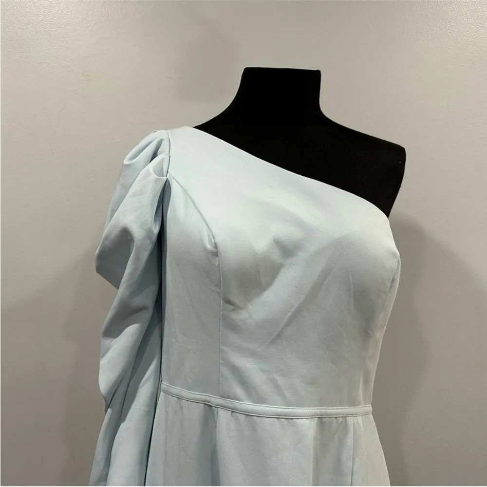 Mac Duggal leena 26592 70149 Light Blue One Shoulder Long Sleeve Gown Dress 10 - Image 4