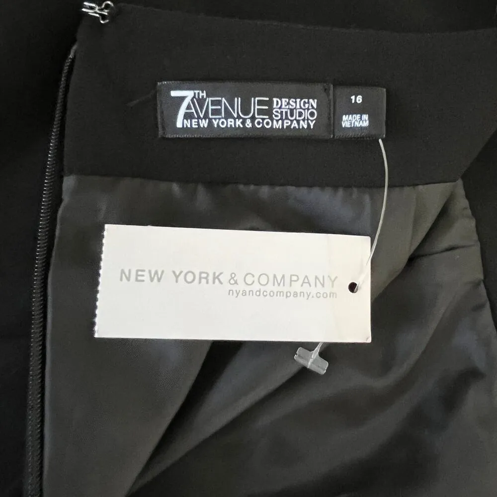 NY & Co 7th Avenue Design Pencil Skirt 16 Black Back Cinch New - Image 6