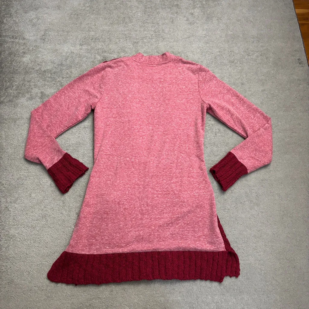 Evy’s Tree Long Sleeve Colorblock Button Up Cardigan Sweater Red - Image 3