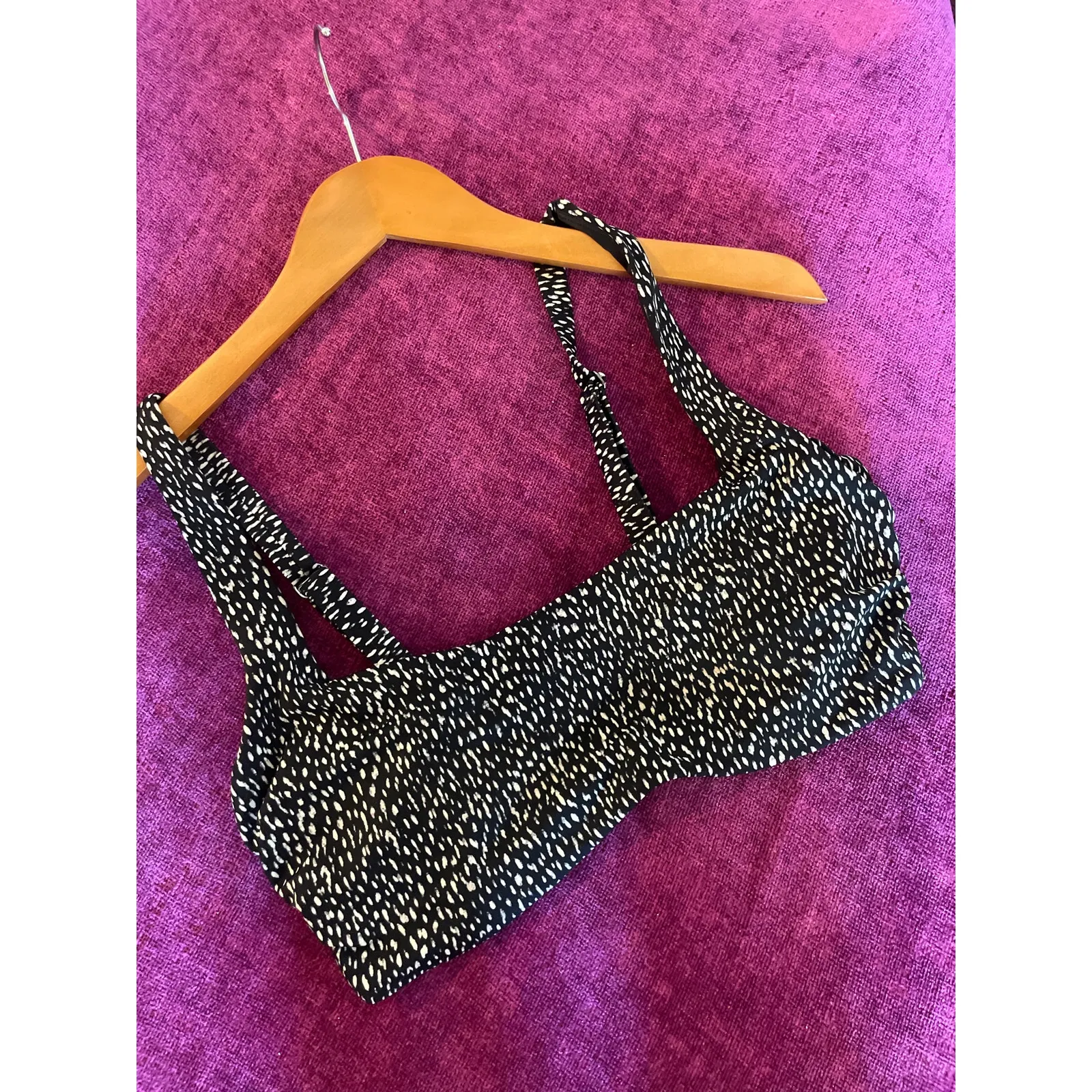 ATHLETA Square Neck Bikini Top Black Animal Print Size 36 D / DD - Image 4