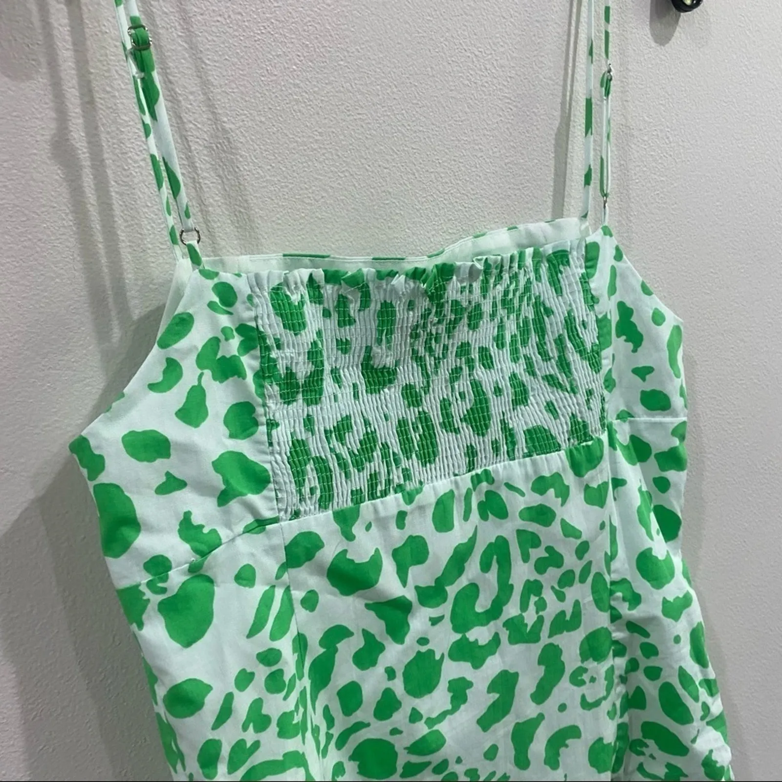 Zara Green Abstract Animal Print Poplin Bodysuit Medium Trendy Chic - Image 9