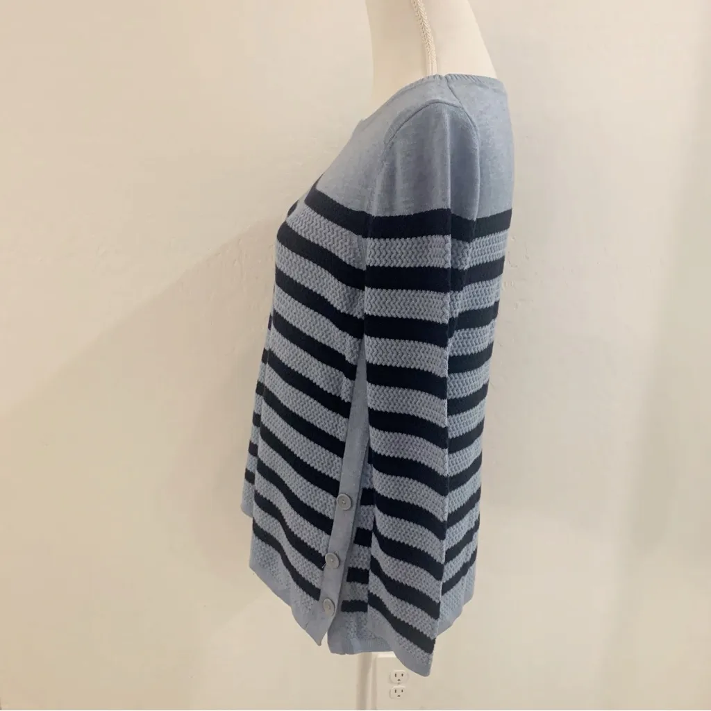 Talbots Petite Stripe Boat Neck Button Accent Sweater Size LP - Image 7