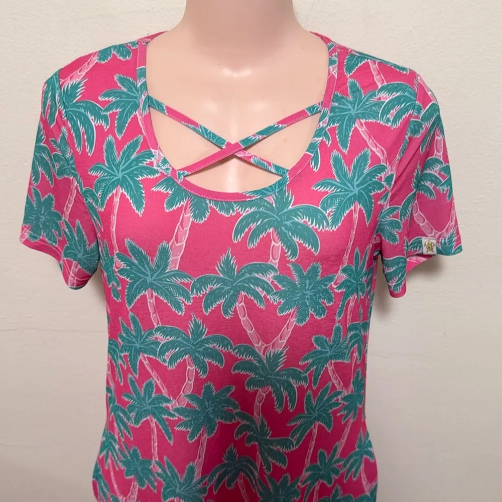 Simply Southern tropical Palm Print Dress woman size SMALL pockets - Image 2
