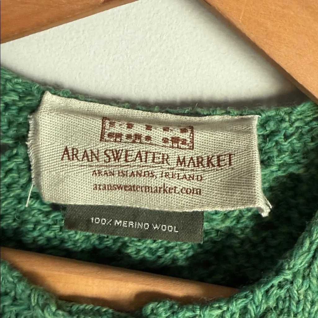 ARAN SWEATER MARKET Wool cable knit vest button details Green - Image 5