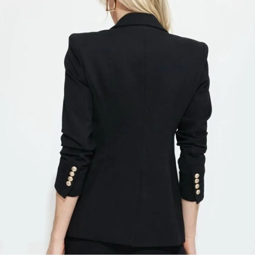 Generation Love Royce Ponte Black Blazer Size L Gold Buttons - Image 2