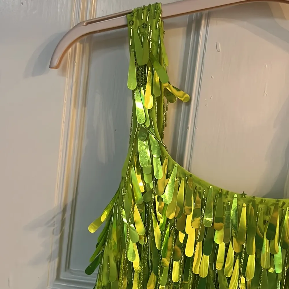 Neon Lime Green Party Dress Size 2 - Image 6