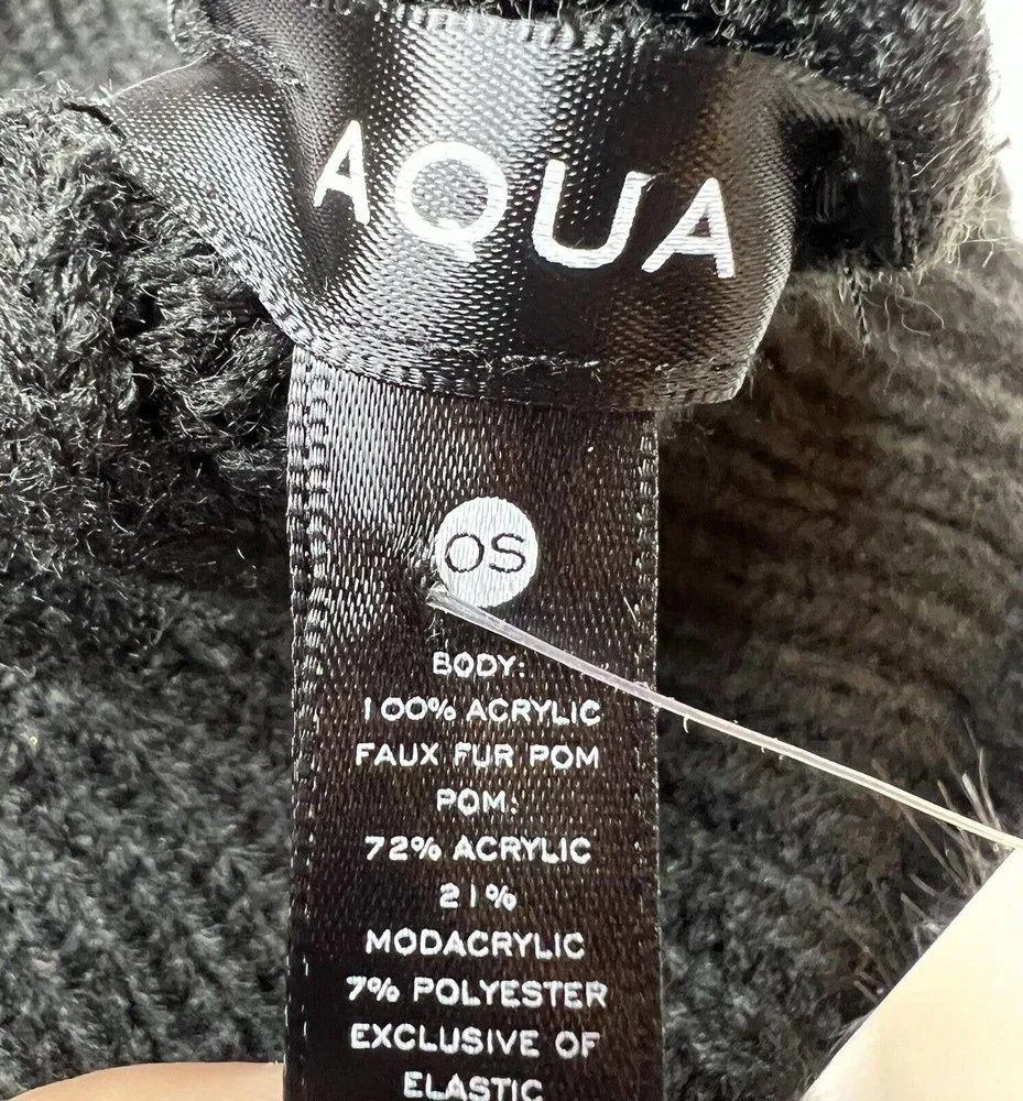 Aqua Pom Pom Smile Knit Hat New - Image 5
