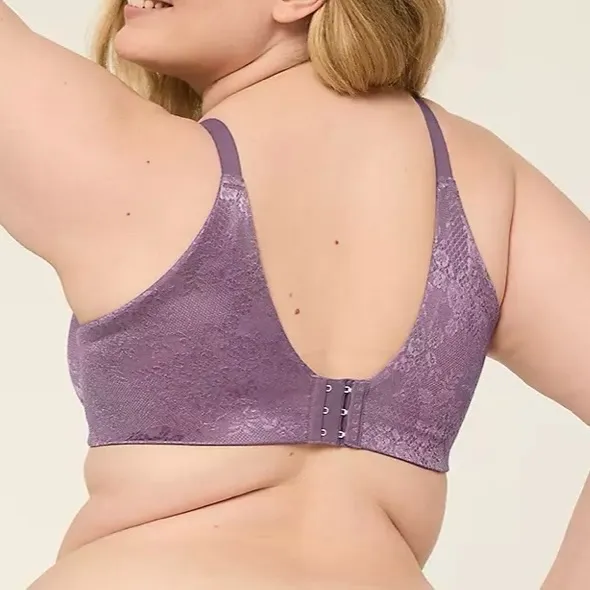 Cacique Invisible Purple Lace Backsmoother Lightly Lined Balconette Bra 38DD - Image 3