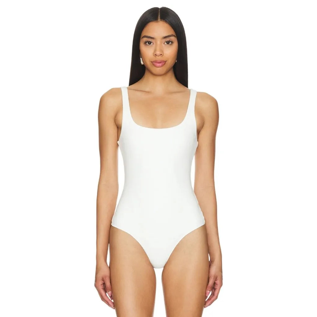 Show Me Your Mumu Tobi Boysuit in White Rib Knit Medium New Womens Tank Top - Image 3