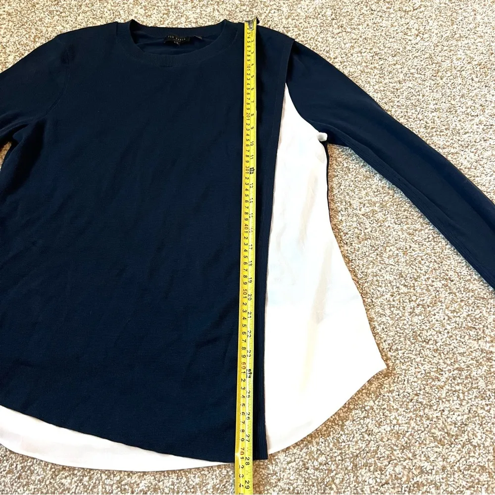 Ted Baker  Navy Split Layer Sweater Blouse Size 4/US 10 - Image 8