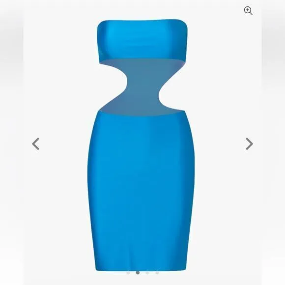 BAOBAB Collection Mambo Asymmetric Cut Out Mini Dress Azulado Blue Large New‎ - Image 4