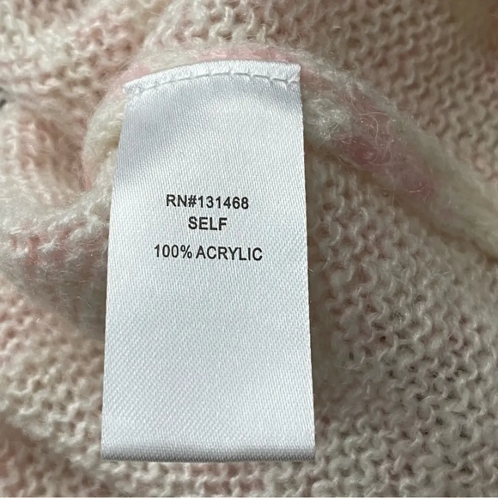 Fate Women’s Size M Cream Light Pink Oversized Leopard Animal Print Sweater Size M - Image 6