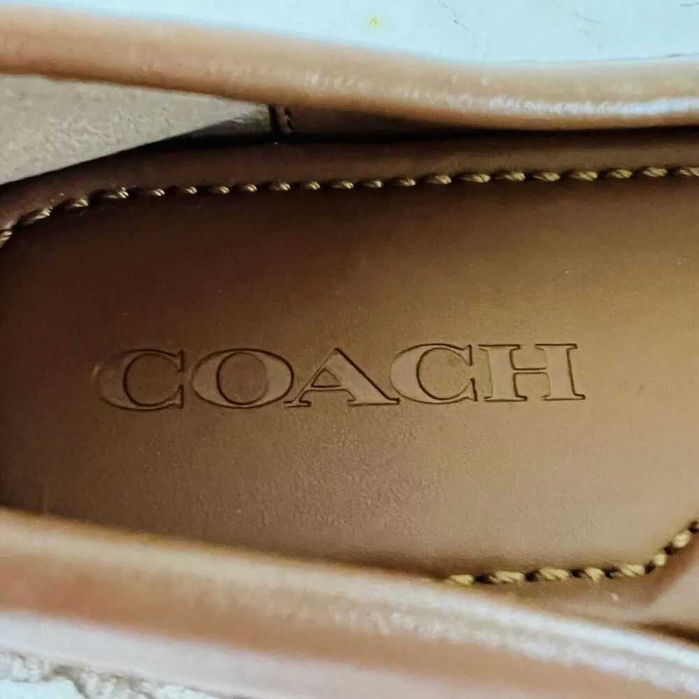 COACH Khaki Saddle Greenwich Signature Jacquard Logo Print Loafer - US 7 - Image 4