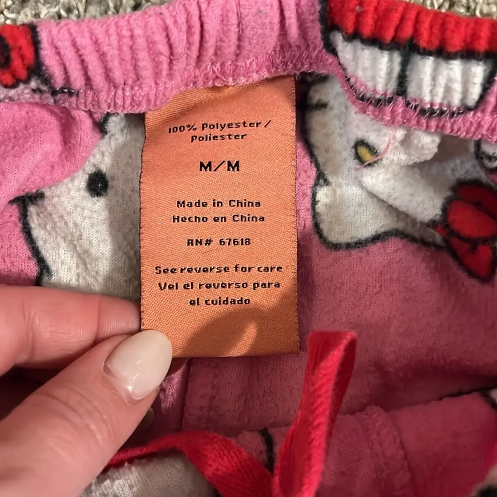 Hello Kitty Pink & Red Fleece Pajama Pants Medium - Image 4