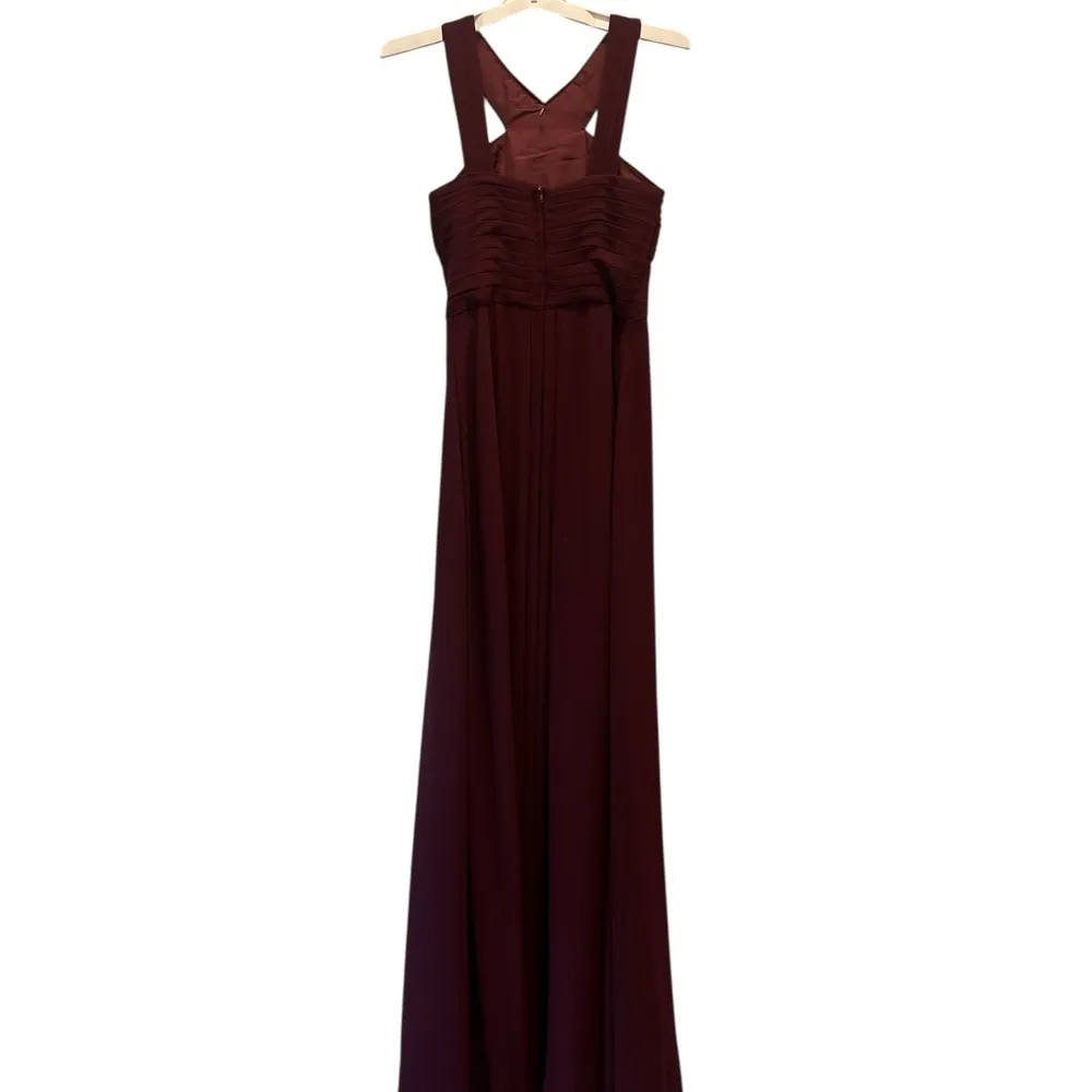Azazie Red Asymmetrical Pleated Maxi Gown - Image 6