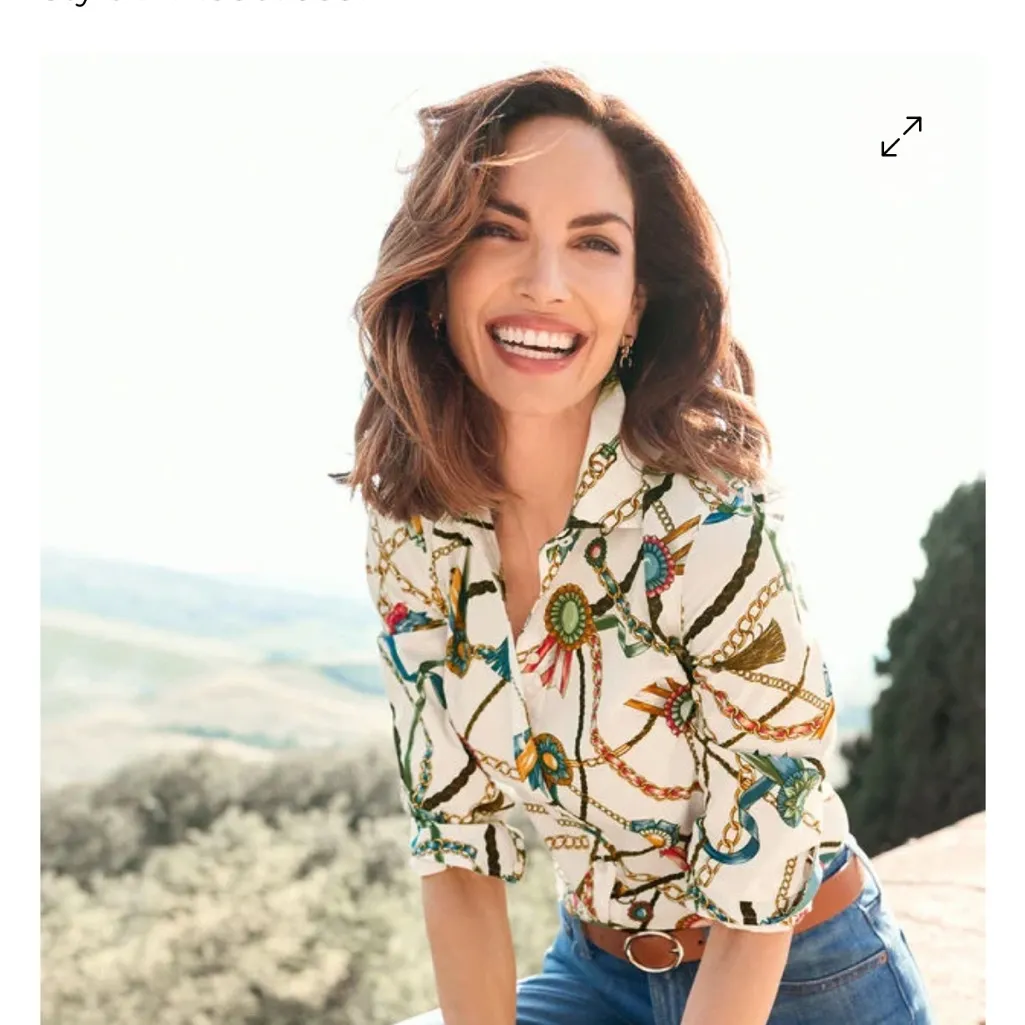 Talbots White Multicolor Chain Print Button Down Shirt | Size 1x - Image 2