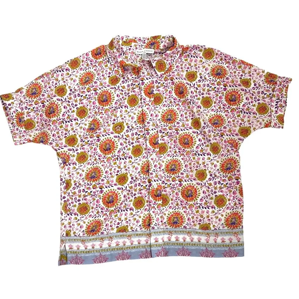Anthropologie MAISON d’Amélie Button-Down Short-Sleeve Floral Blouse Size XS - Image 2