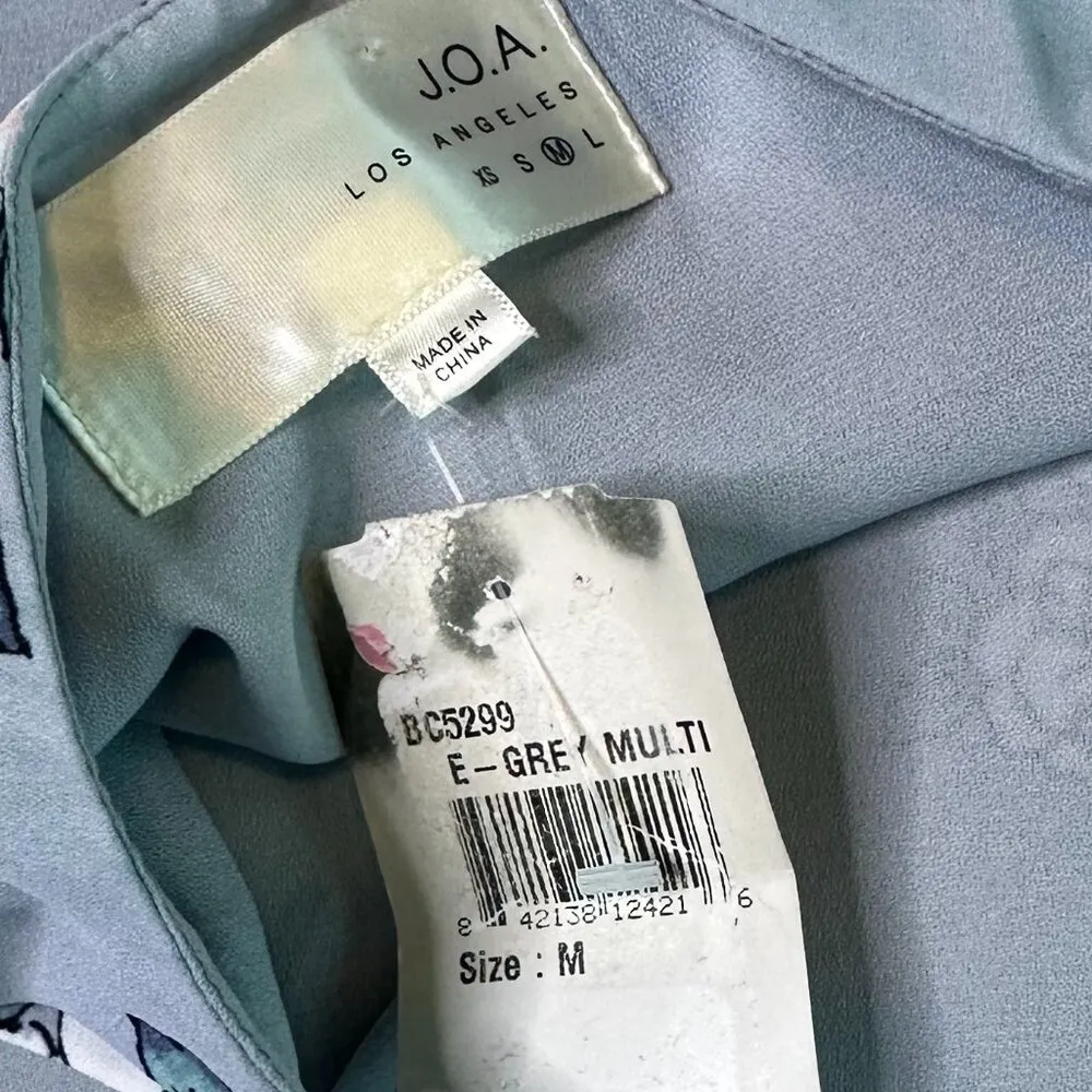 J.O.A. Los Angeles Grey Blue Floral Dress Shift Open Back Lightweight Med NWT - Image 12