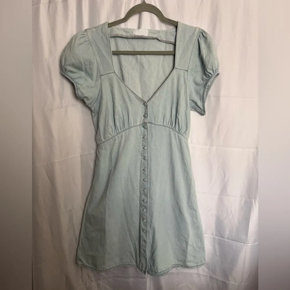 Boyish Light Blue Button-Front Mini Dress Size Medium - Image 6
