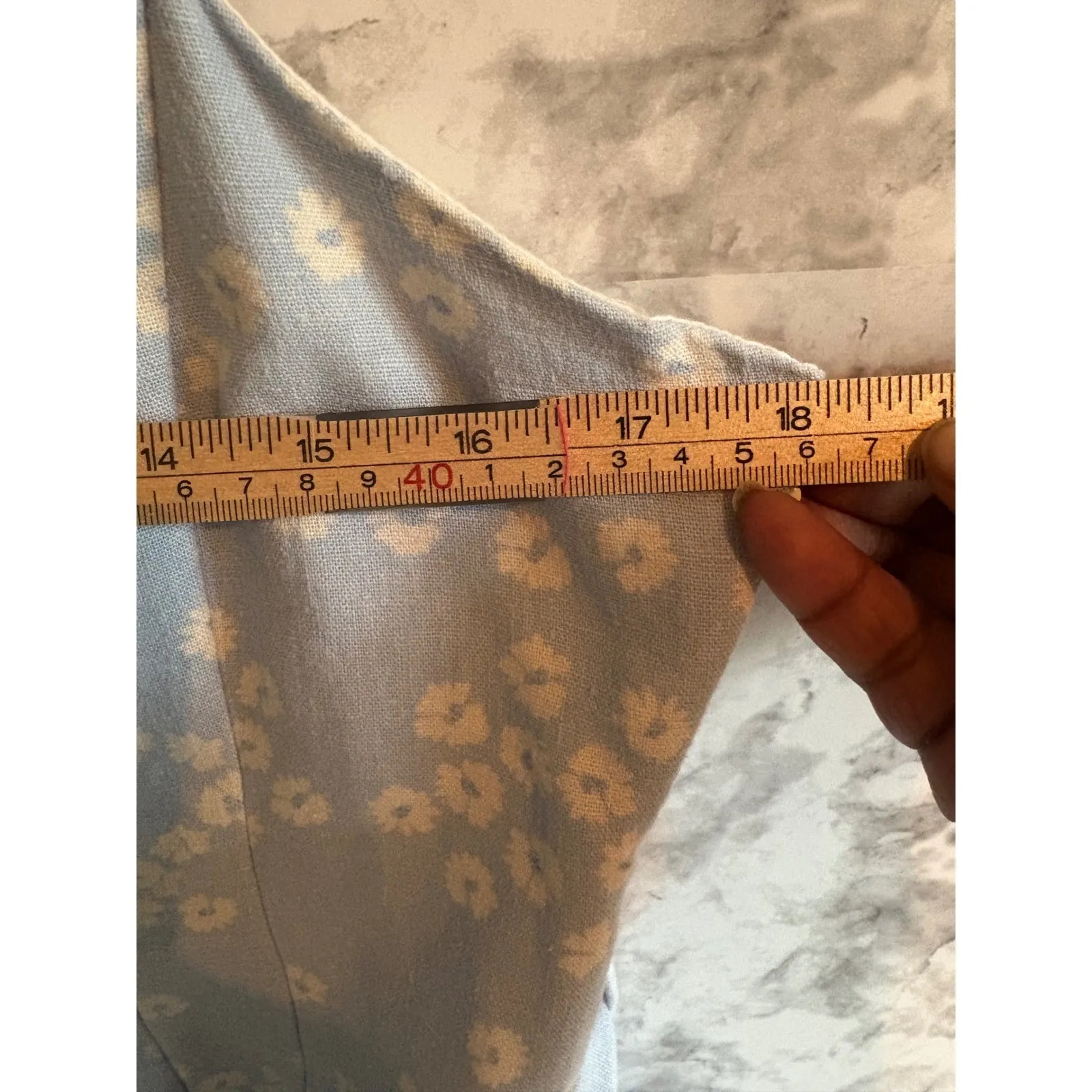 ZARA Blue Floral Mini Dress with‎ Belt Spaghetti Straps Size L - Image 8