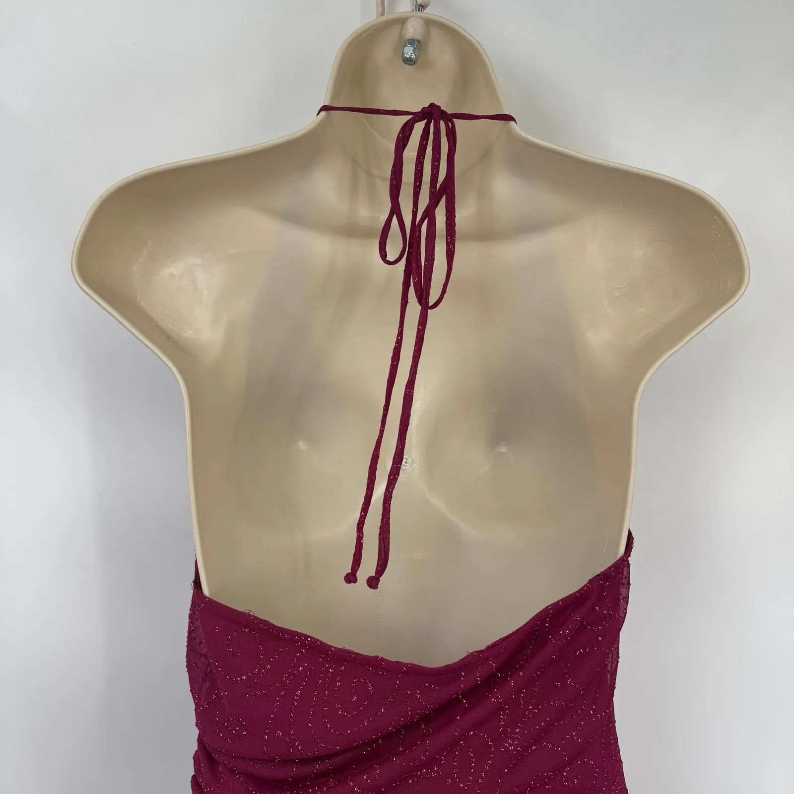 Vintage Y2K Jodi Kristopher Halter Maxi Dress Juniors Medium Pink Sparkle Fairy - Image 7