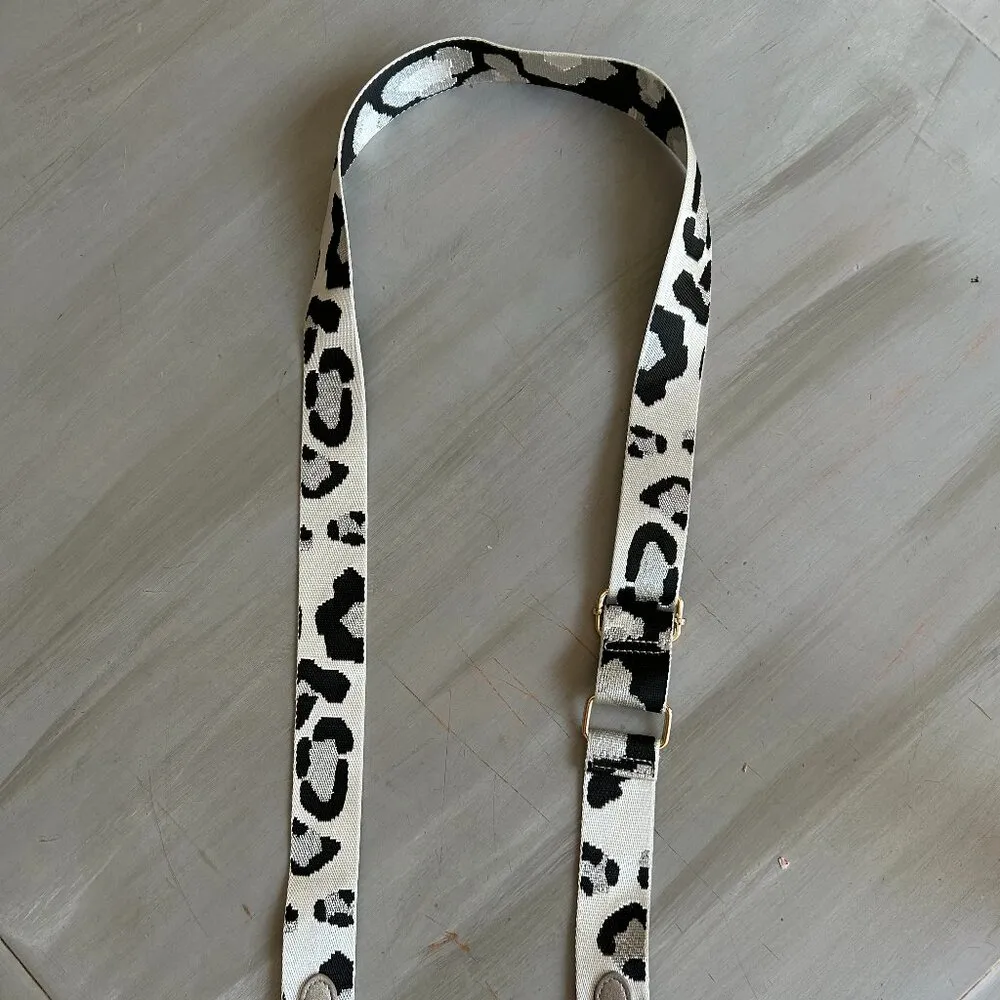 Reversible Leopard Print Wide Detachable Purse Strap Adjustable Black - Image 3