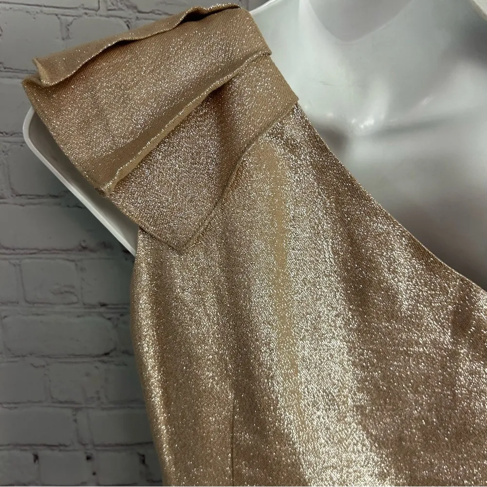 Trina Turk Gold Shimmer one shoulder embellished formal mini dress glam - Image 10