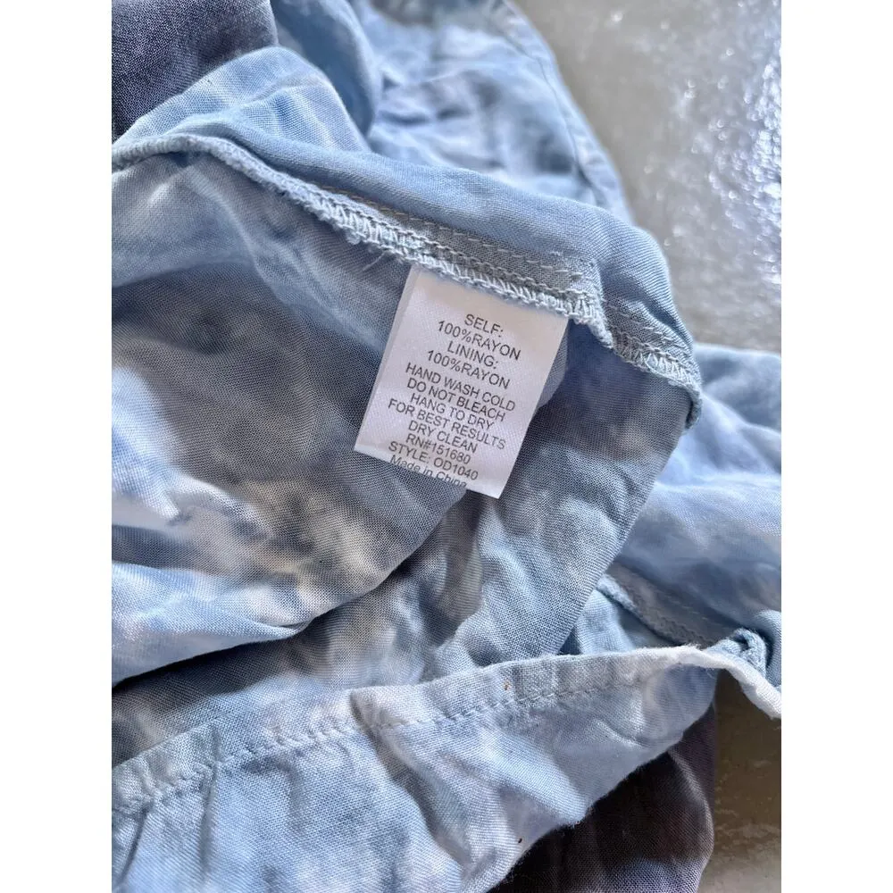 Storia Blue Ombré Crinkle Maxi Dress Medium Festival Beach Mermaid Vibes - Image 5