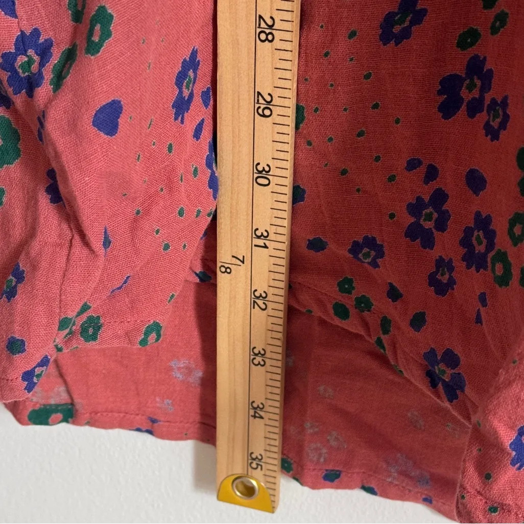 Natural Life Georgia Guaze Shirt Dress Size Large Floral Orange Blue Cotton - Image 8