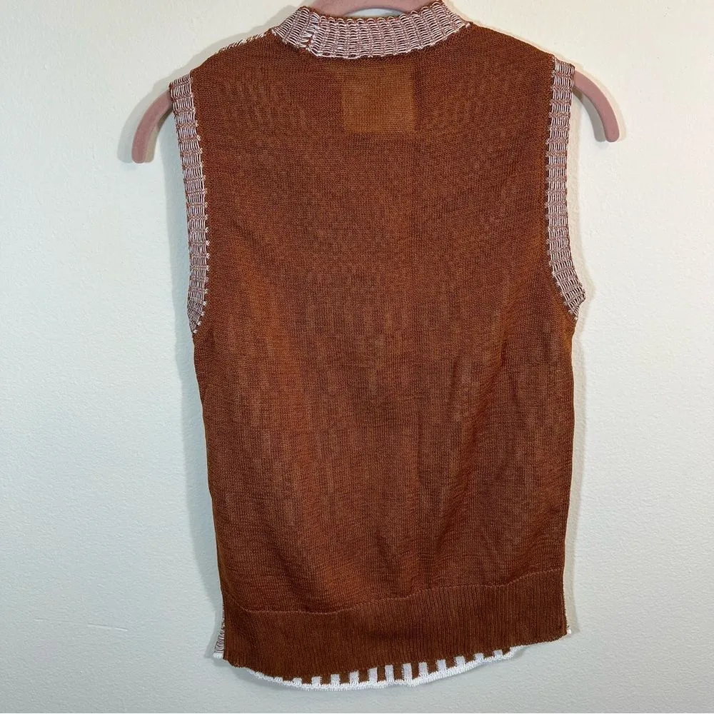 ✨ Base Mark Women’s Brown Purple Knit Tank Top Small Japan Brown - Image 9