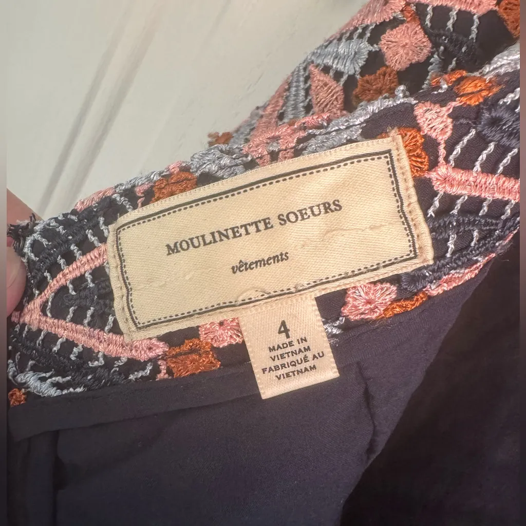 Moulinette Soeurs Anthropologie Embroidered Lace Skirt Women’s SIZE 4 - Image 2