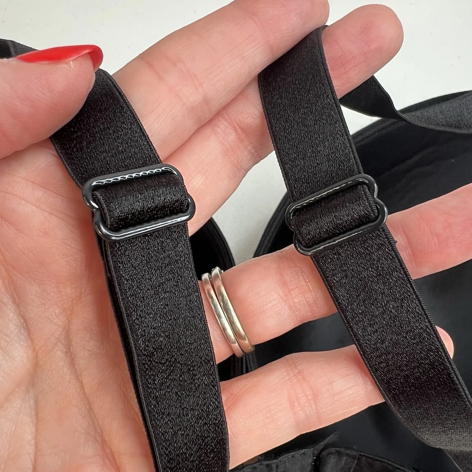 Cacique 44B Satin Full Coverage Bra Black Underwire Multiway Adjustable Straps - Image 6