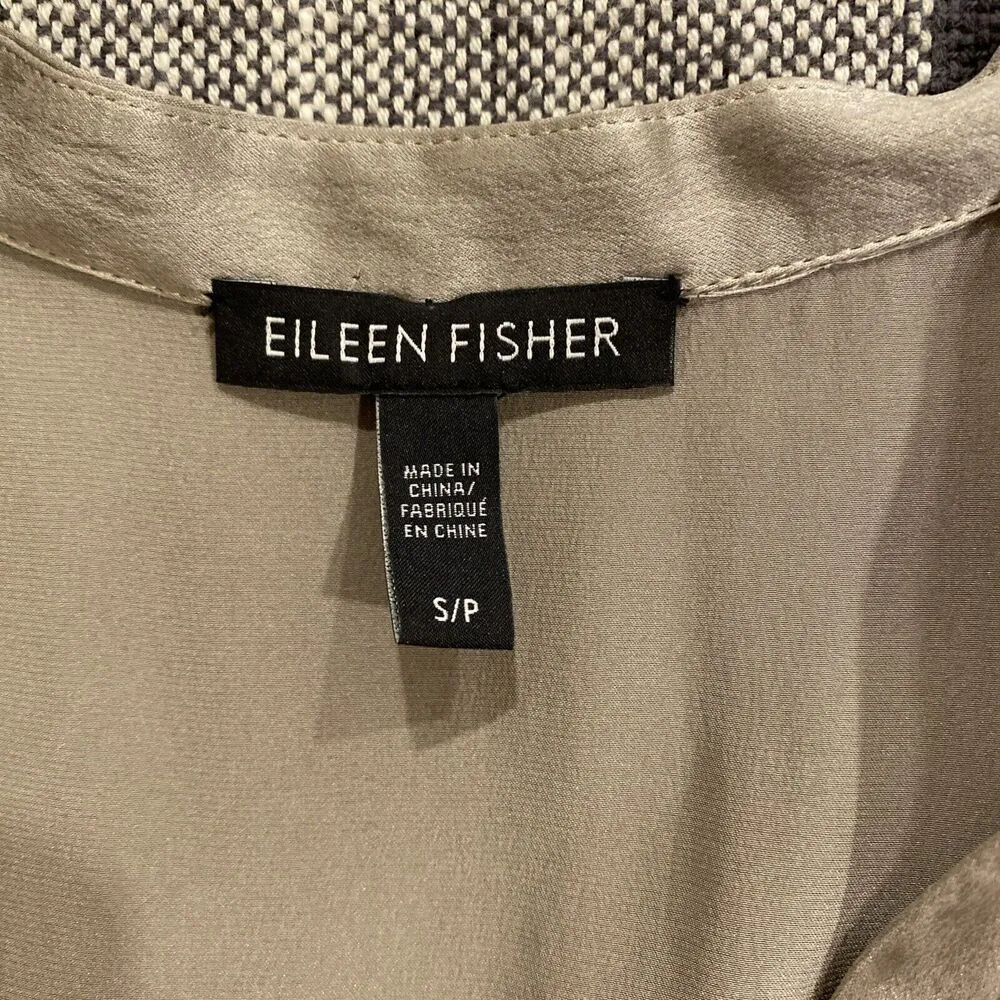 Eileen Fisher Silk Sleeveless Hi Lo Light Gray Shirt Dress $295 Size Small - Image 7