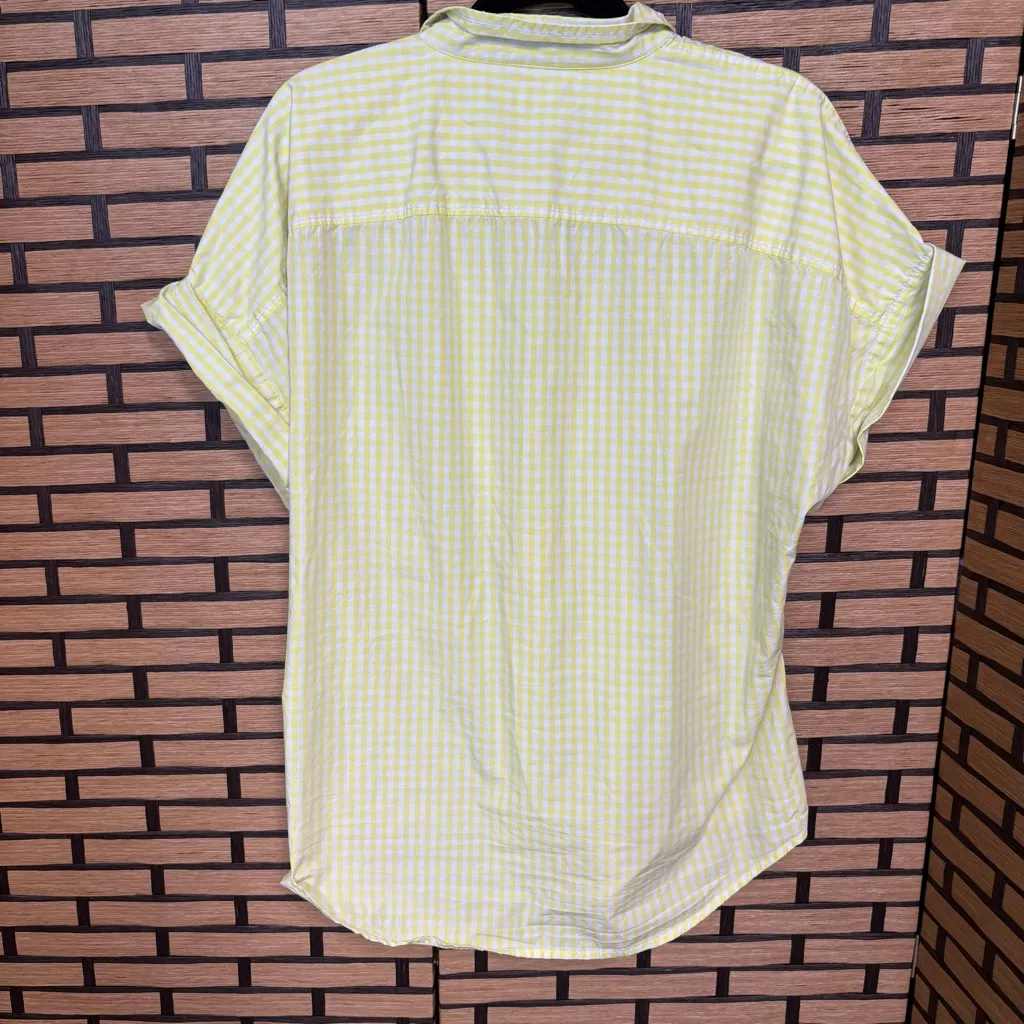 Lauren Ralph‎ Lauren White And Yellow Plaid Tie Front Button Down Top Size XXL - Image 2