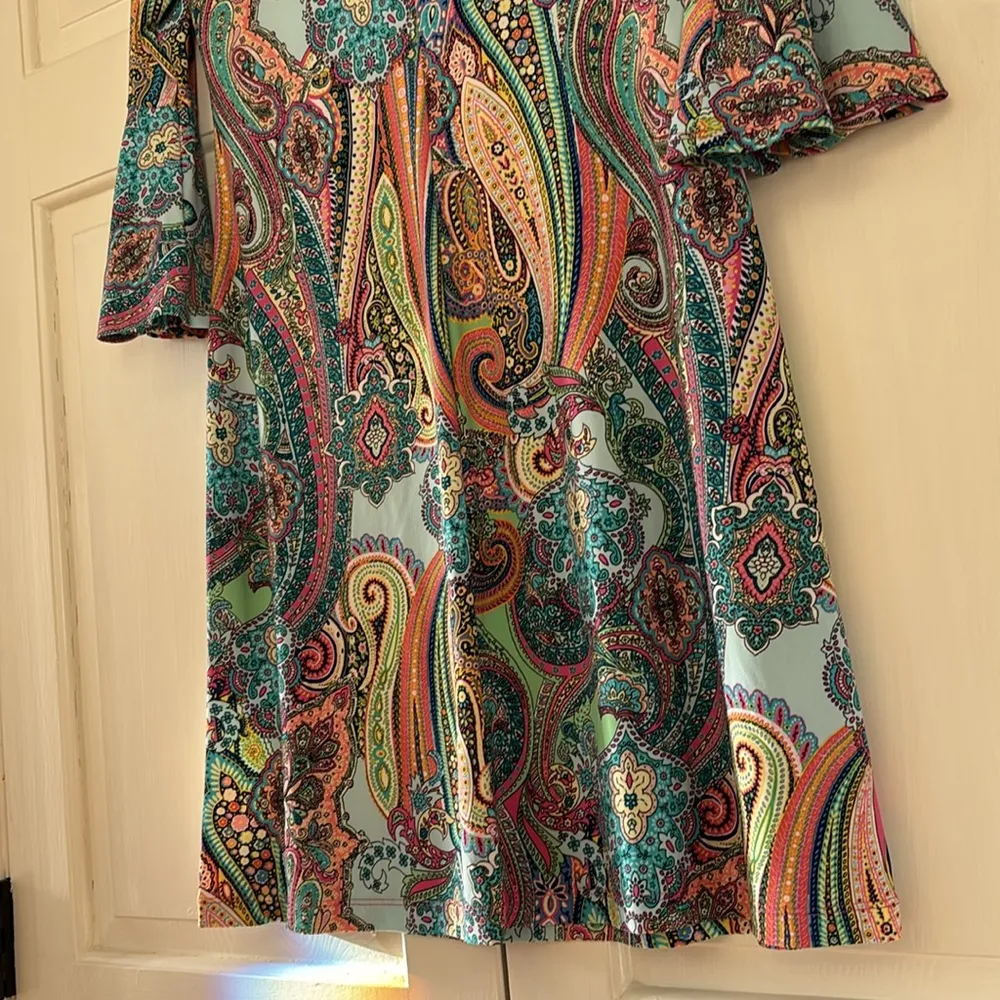 Tommy Hilfiger Paisley Print Bell Sleeve Colorful Dress Size 6 Bright Resortwear - Image 12