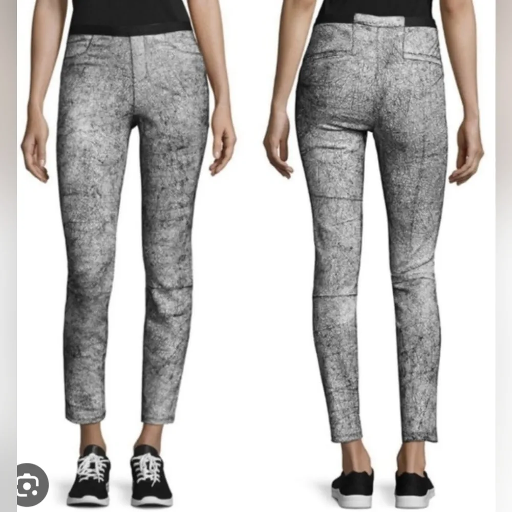 Helmut lang cracked paint lamb leather pull on pants size 0 - Image 3