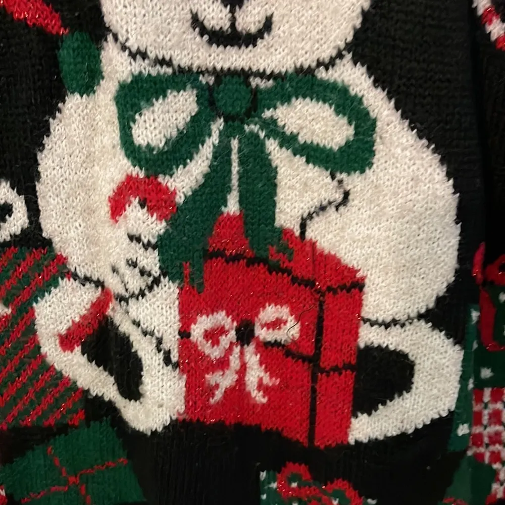 Vintage Adele Knitwear Ugly Christmas Sweater Bear With Gifts Candy Canes XL - Image 5