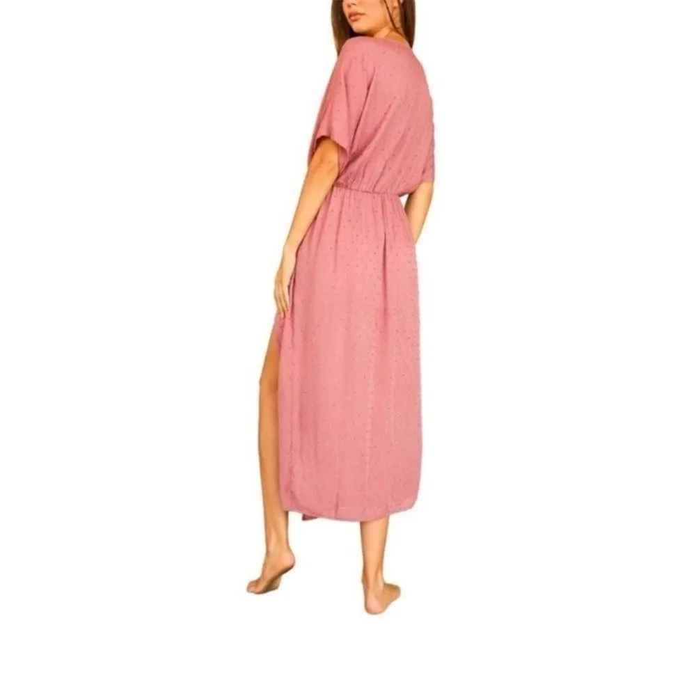 NWT Dippin Daisys Mauve Alexandria Low V-Cut Dress Swiss Dot 100% Rayon Size xs - Image 2