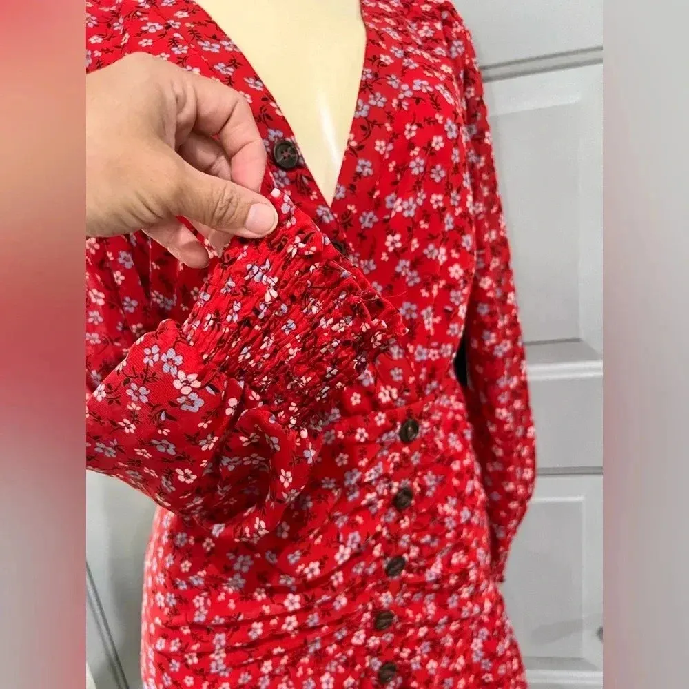 Lulu’s dress size S 👈🏻Dianella Red Floral Print Long Sleeve Dress nwt - Image 7