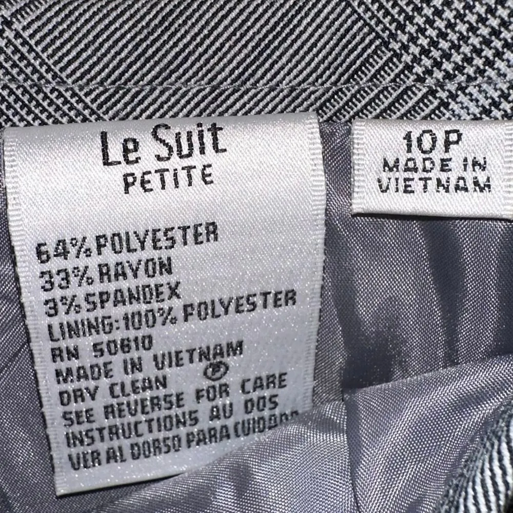 Le Suit Petite Black & White Patterned Skirt Suit - Image 9