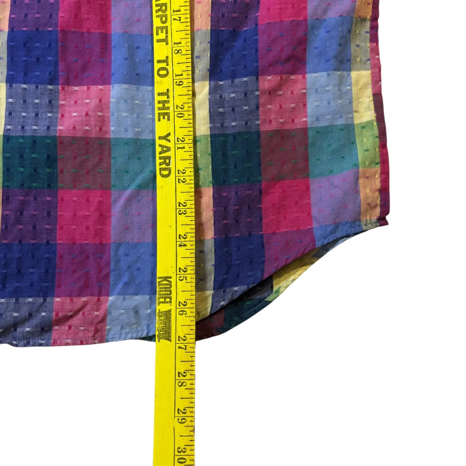 Koret City Blues Multicolor Plaid Long Sleeve‎ Shirt Medium Patchwork Cotton - Image 10