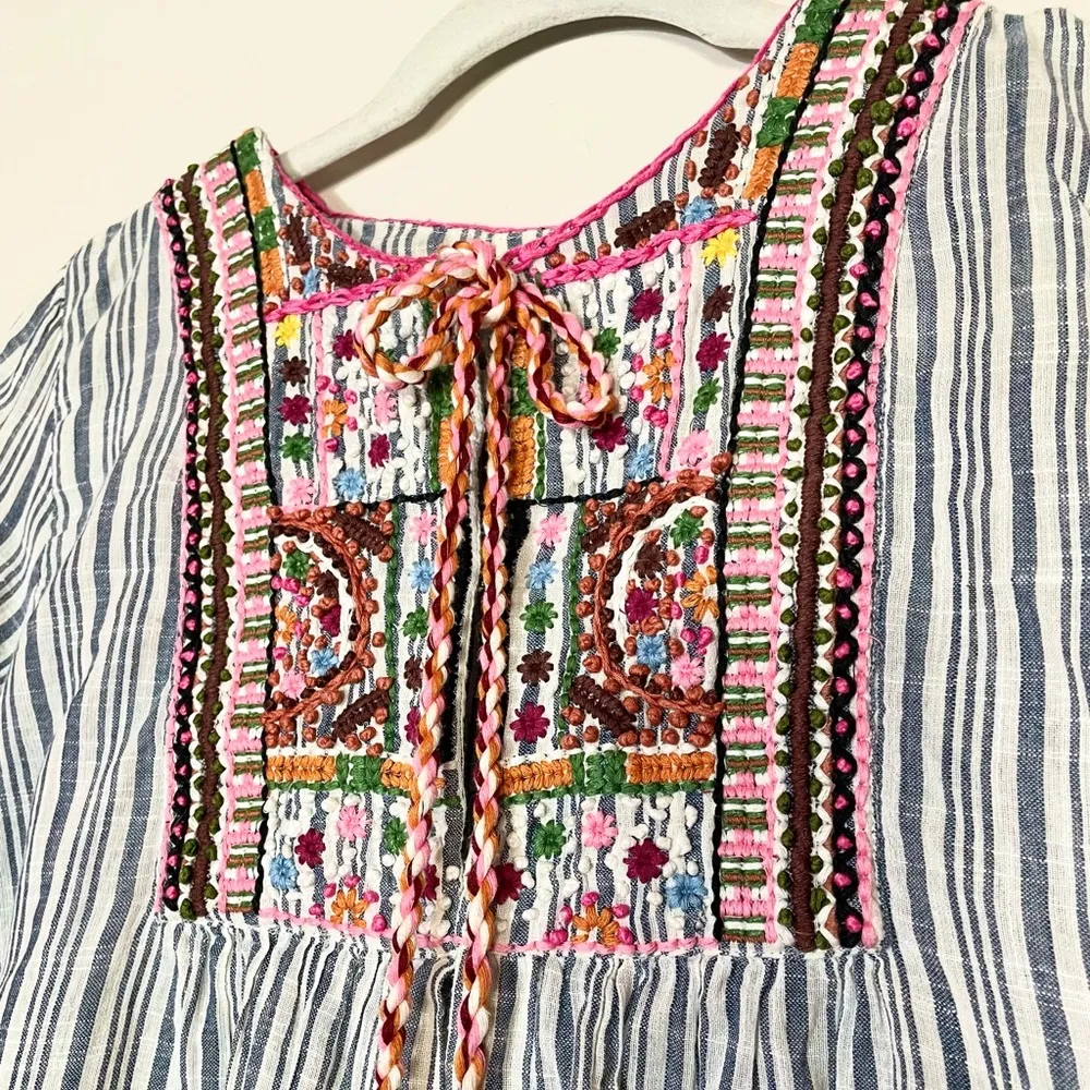 Velvet by Graham & Spencer McKay Embroidered lightweight cotton jacket shirt Blue Size XS - Image 4