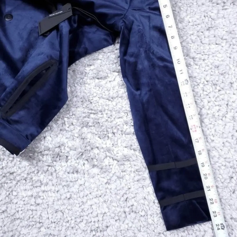 One Teaspoon Women's Navy Issue Velvet Blazer Long Sleeve Blue Black XS Velour - Image 10