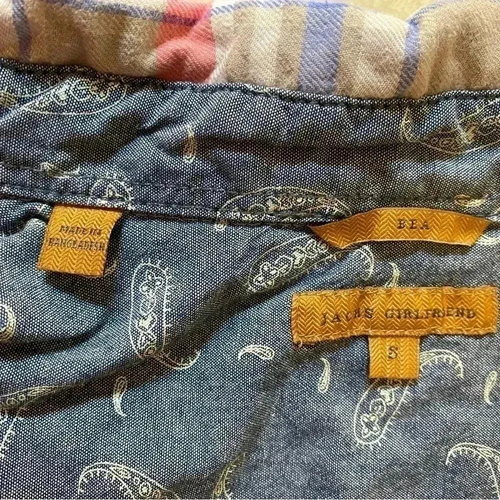 Jachs Girlfriend Bea Plaid Flannel Snap Button Down‎ Shirt Size S - Image 2