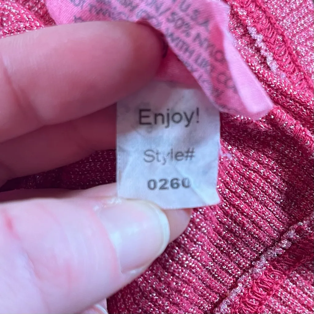 Michael Stars Women’s Scoop Neck Red Metallic Tank Top One Size Cotton Nylon Y2K - Image 5